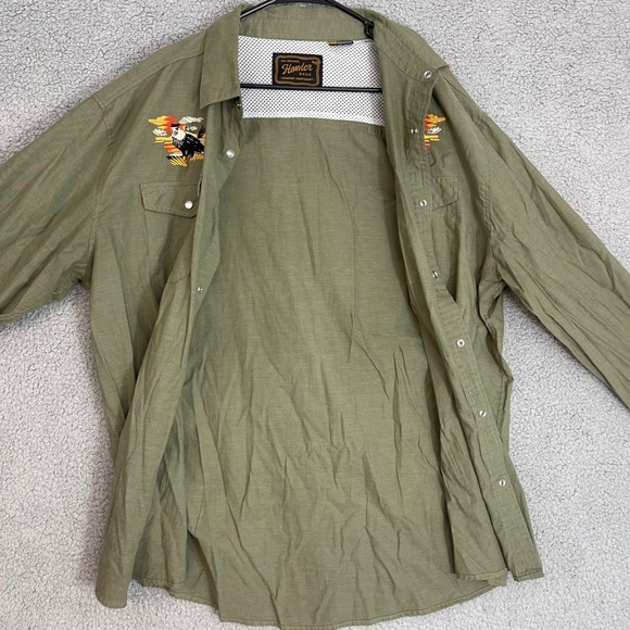 Howler Bros Gaucho Snapshirt Size XL Long Sleeve Western Embroidered Green Shirt - Picture 10 of 12